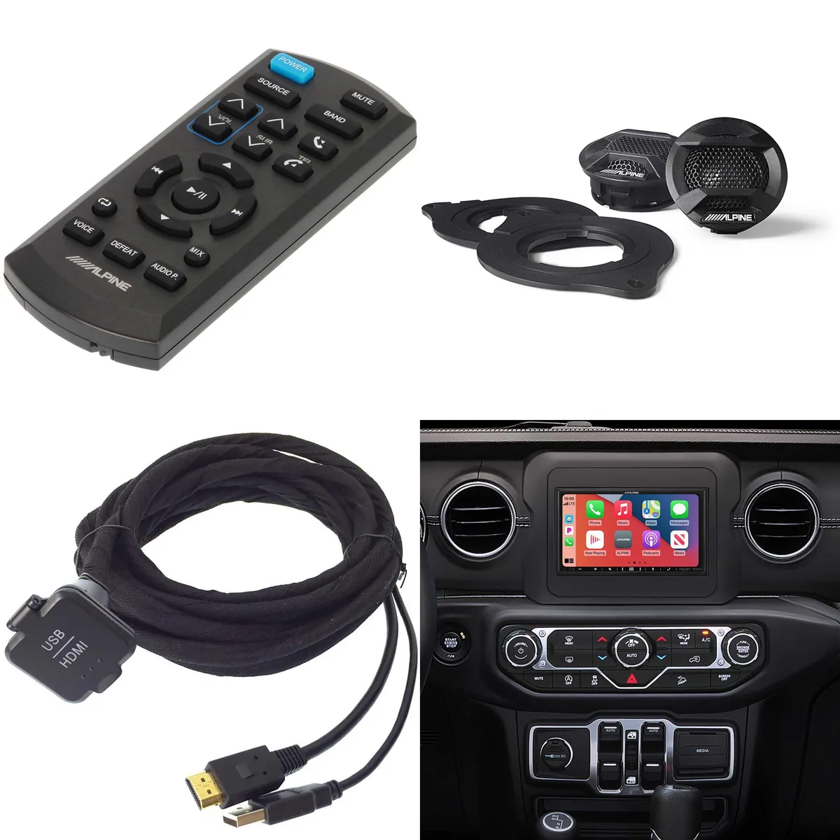 Alpine Alpine i407-WRA-JL 7" Receiver Bundle with KCU-315UH Cable, SPV-10TW-WRA Tweeters &amp; RUE-4360 Remote — product photo