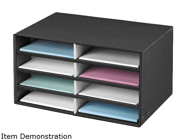 FELLOWES FELLOWES FEL6171301 8-Compartment Literature Sorter Letter Size White/Black Brocade — product photo