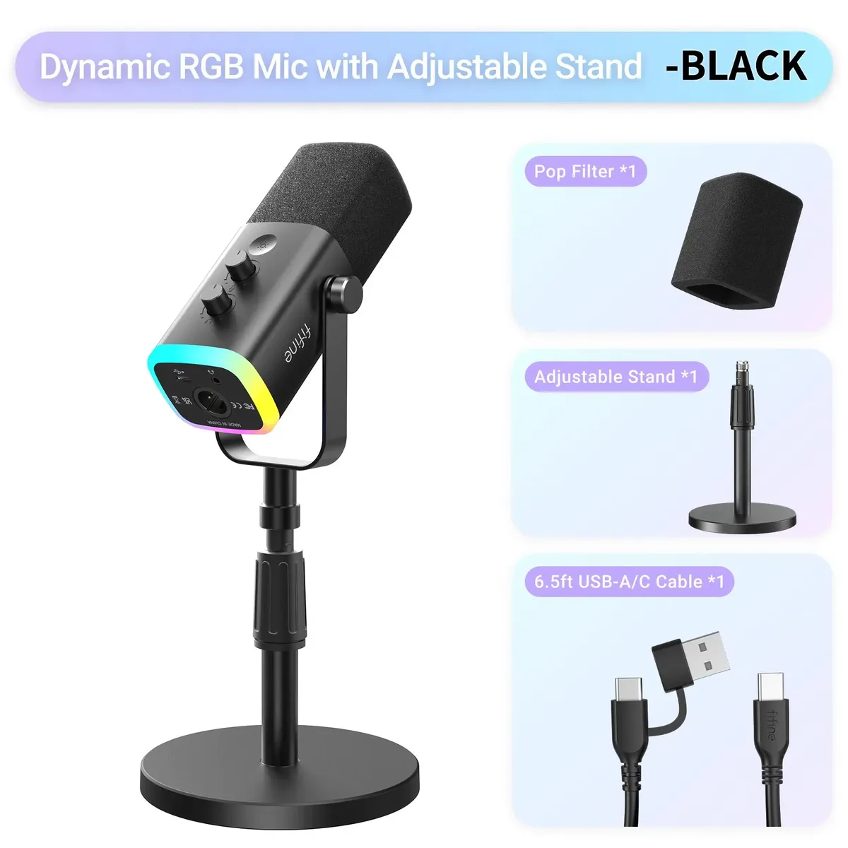 FIFINE FIFINE AM8S Dynamic Microphone with Adjustable Stand — product photo
