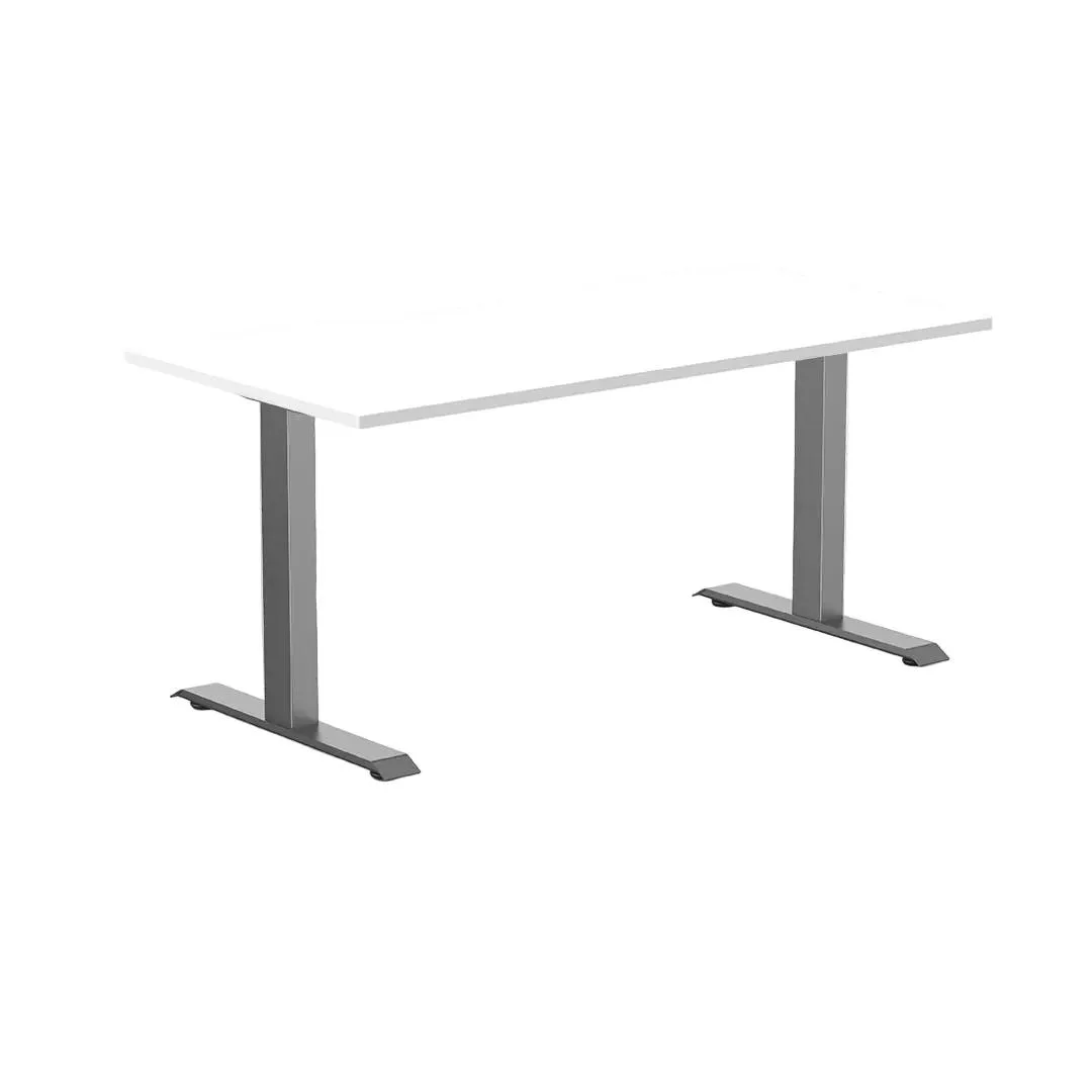 Desky Desky Zero Scalloped Laminate Office Desk White 59.1 x 29.5 in Space Gray — product photo