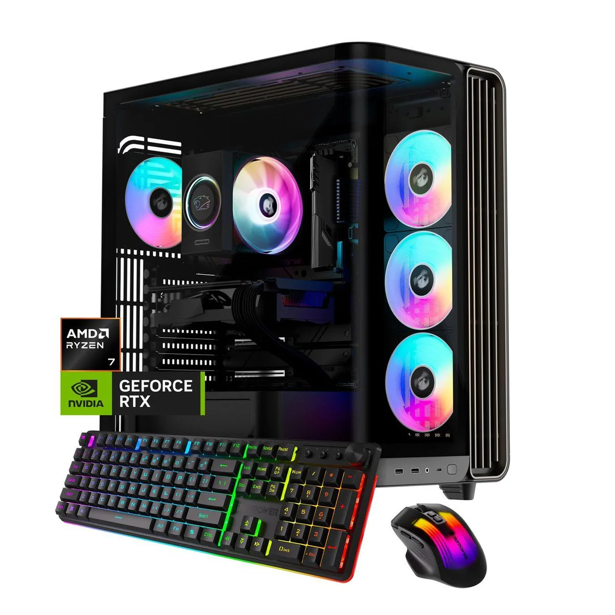 iBUYPOWER iBUYPOWER Trace Gaming PC Ryzen 7 9700F RTX 5060Ti 16GB 16GB DDR5 1TB NVMe Black — product photo