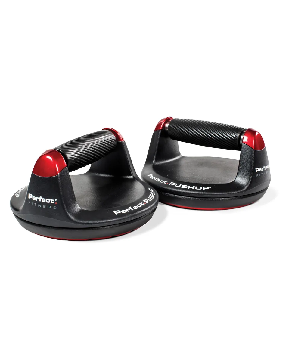 Pair of black rotating push-up handles on 8-inch textured bases