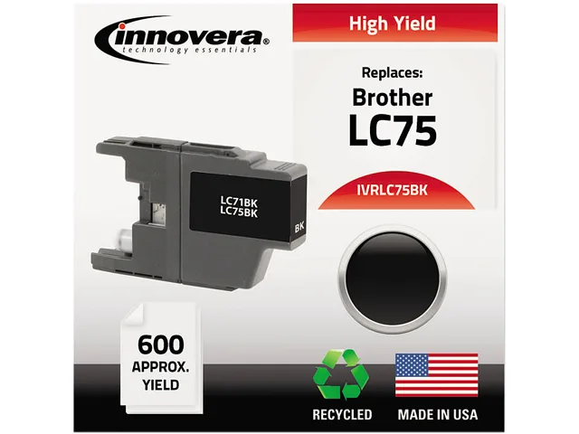 Innovera Innovera IVRLC75BK black ink cartridge, replaces Brother LC71 LC75, 600 pages — product photo