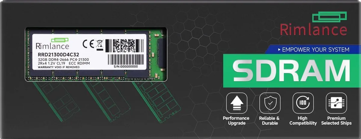 RIMLANCE RIMLANCE 32GB DDR4-2666 ECC Registered RDIMM 2Rx4 CL19 1.2V — product photo
