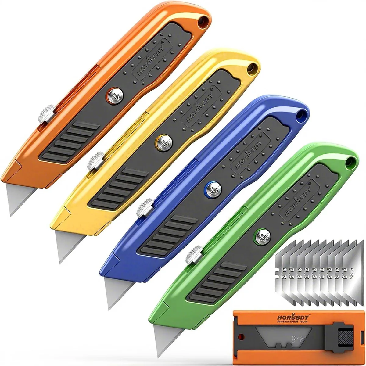  HORUSDY 97531 4-Pack Utility Knife + 10 Blades general craft — product photo