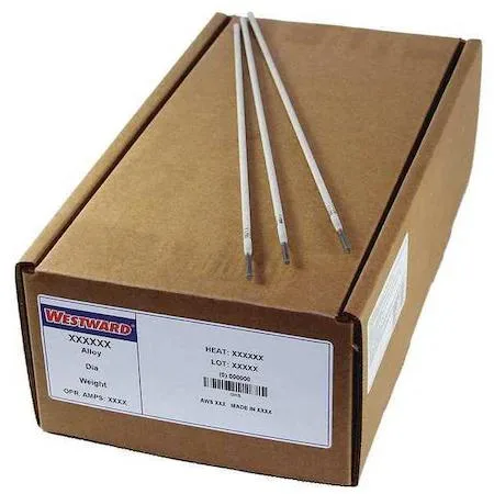 Cardboard box containing 50 lb of 14 inch welding electrodes