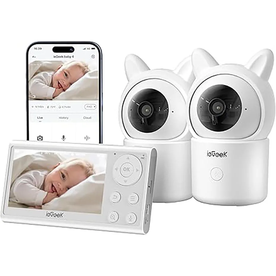 ieGeek ieGeek baby 4 network camera 4.3" 1080P 2 cameras White — product photo