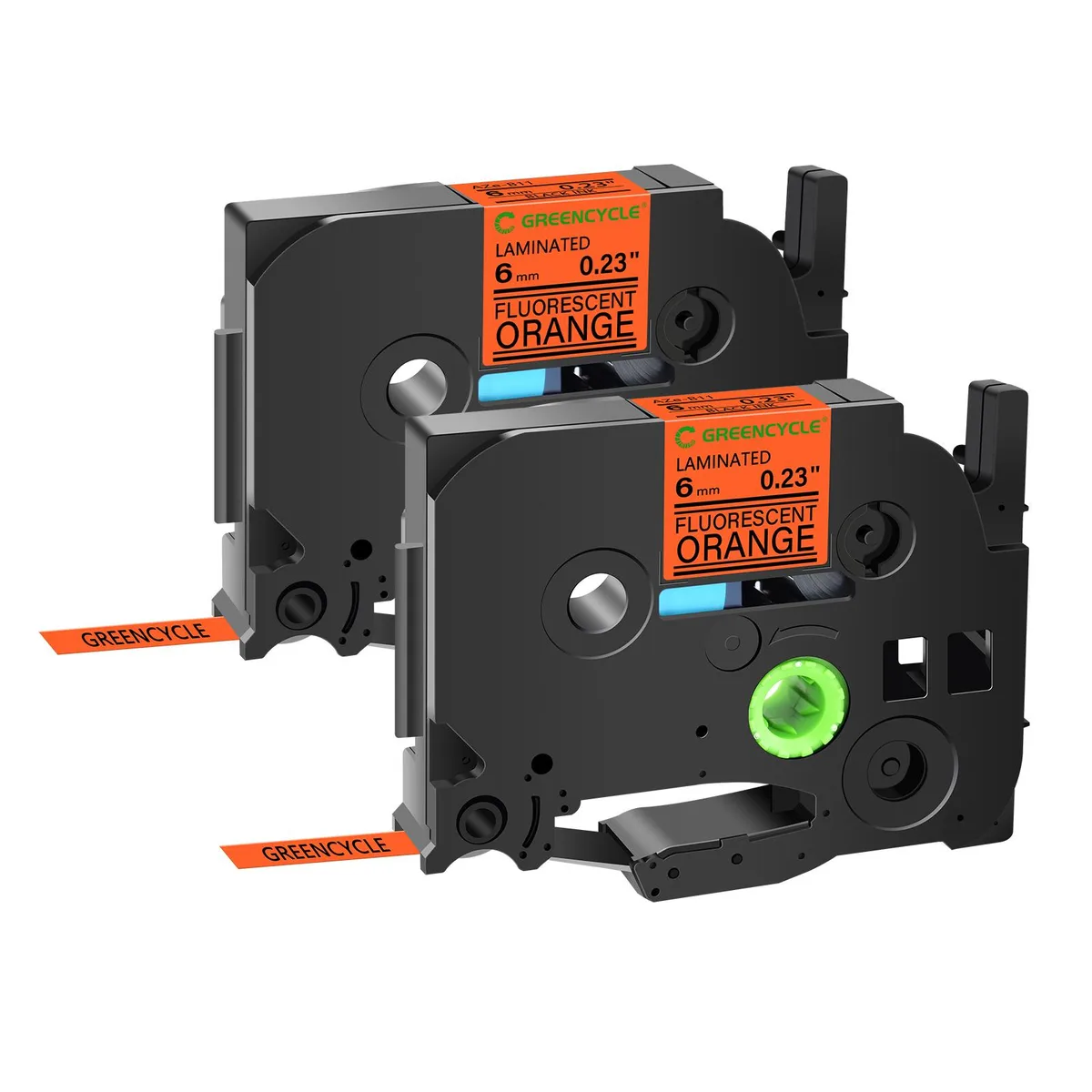 GREENCYCLE GREENCYCLE TZe-B41 label 18mm Black on Fluorescent Orange 2 pack — product photo