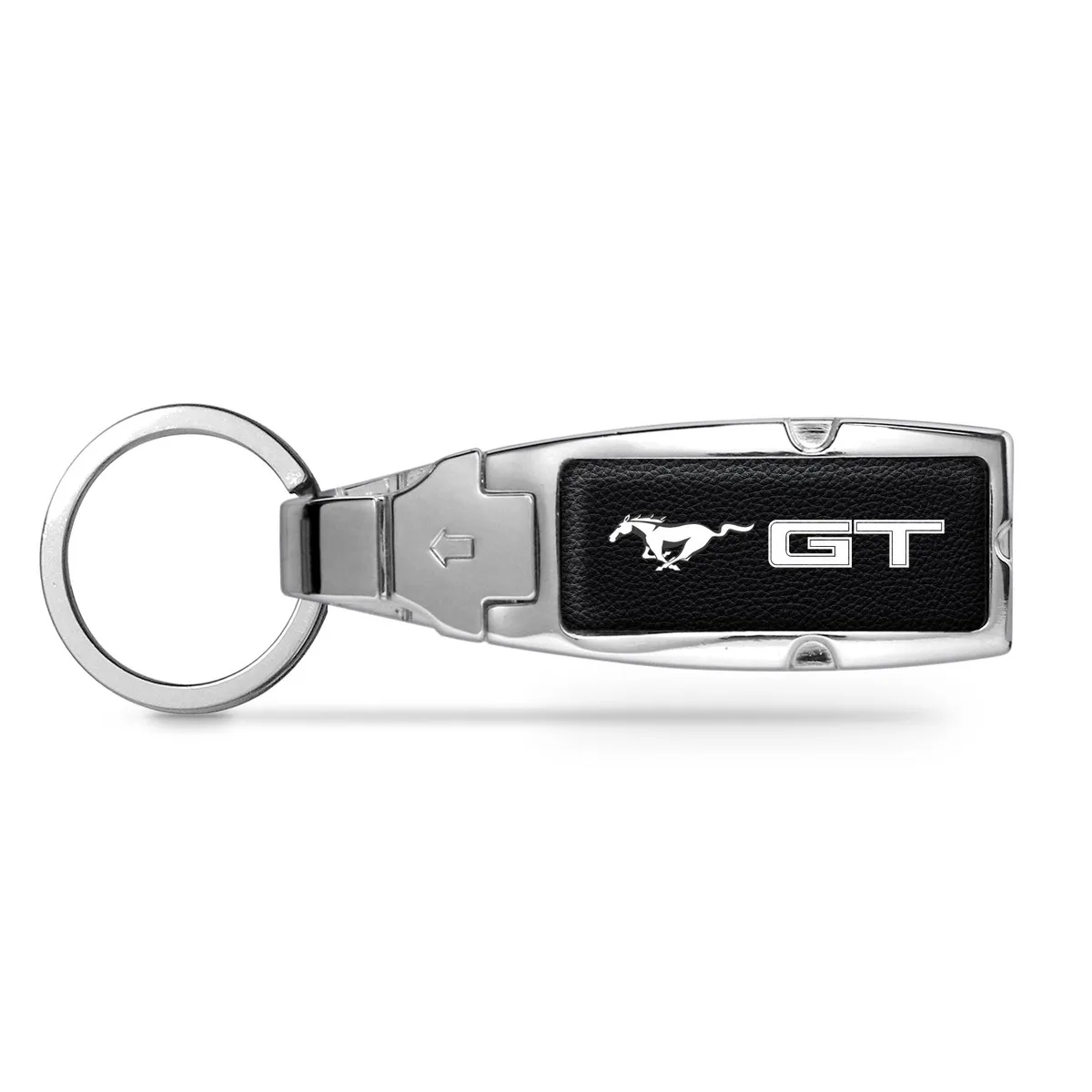 iPick Image, LLC iPick Image, LLC Ford Mustang GT Black Leather Detachable Chrome Metal Belt Slide Key Chain Parking 30 days — product photo