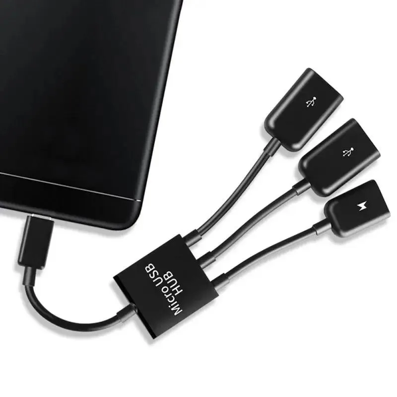 Hetai Tech Hetai Tech Micro USB Male to 2 USB 2.0 Female Adapter with Switch — product photo