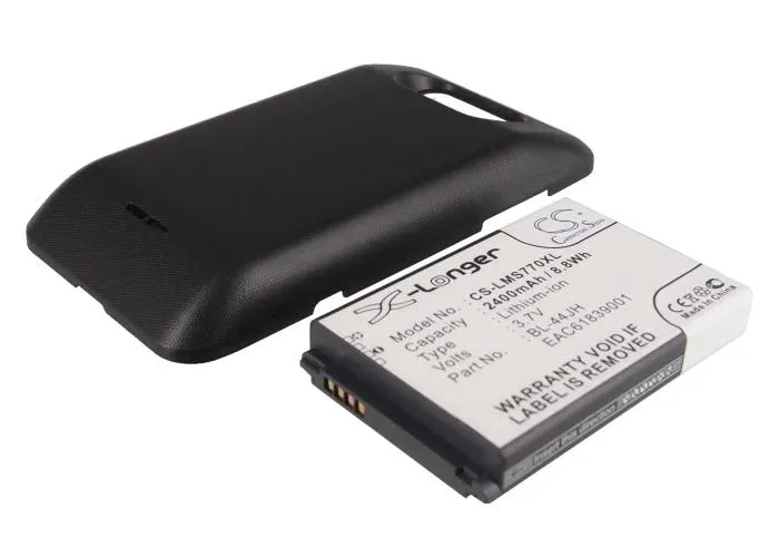 Rectangular replacement battery with smooth dark finish and metal contacts