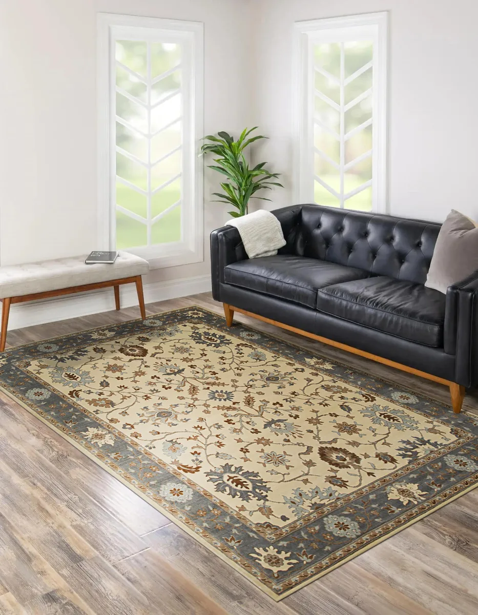 EORC EORC Hand-Knotted Wool Ivory Oushak Area Rug 8' x 10' .5" pile — product photo