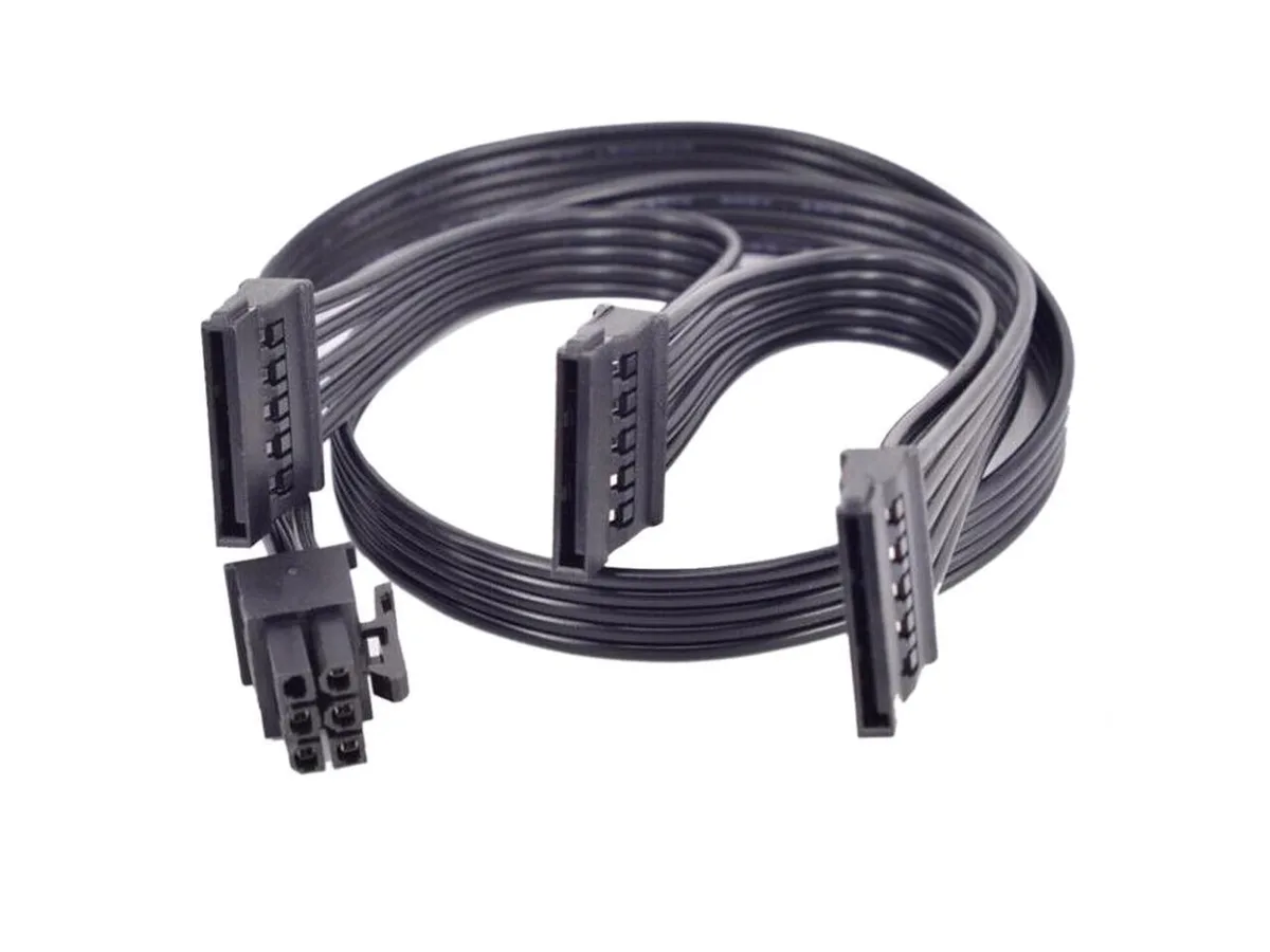 aibileec aibileec PCIe 6Pin to 3 SATA 15Pin Power Cable 18AWG 50+15+15cm — product photo