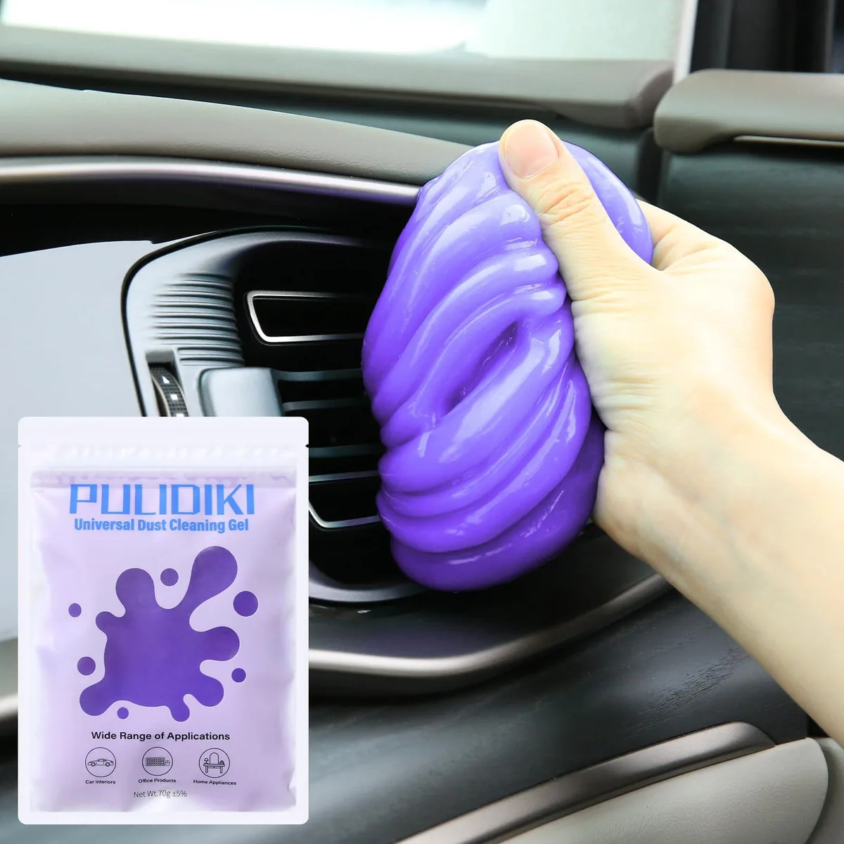 Purple cleaning gel in a small jar, 70 grams