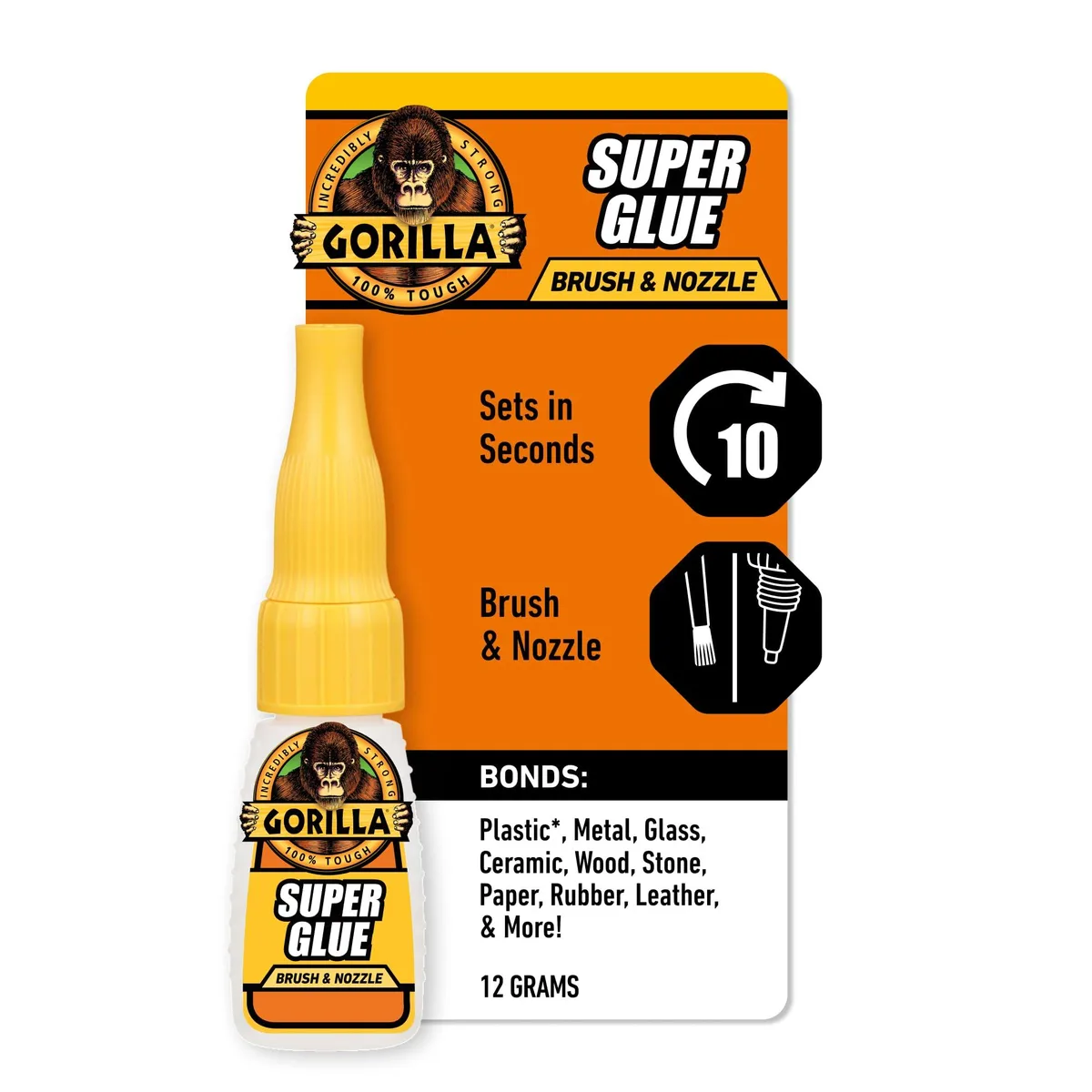  Gorilla Super Glue 112664 Clear 12g Brush &amp; Nozzle Applicator — product photo