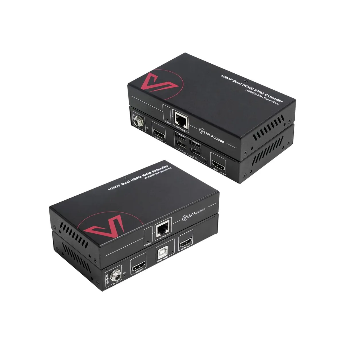 GCROWN GCROWN HDEX60-DM Dual HDMI KVM Extender 1080p@60Hz 197ft 4 USB 2.0 PoC — product photo
