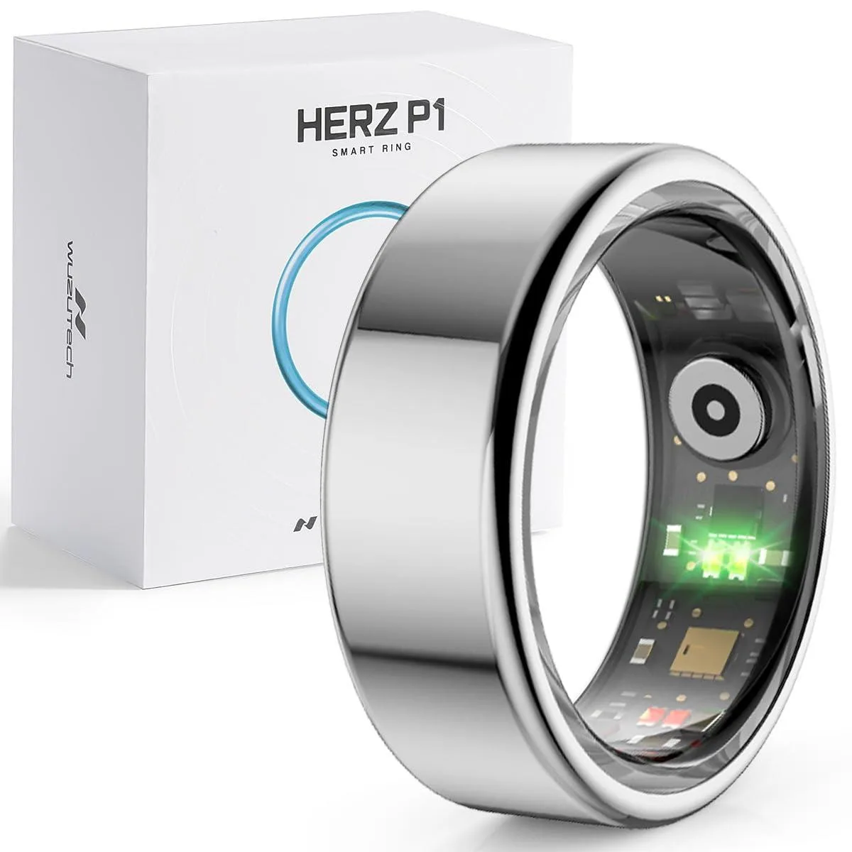  Herz P1 Smart Ring Black Size 8 1.04" 6 Day Battery — product photo