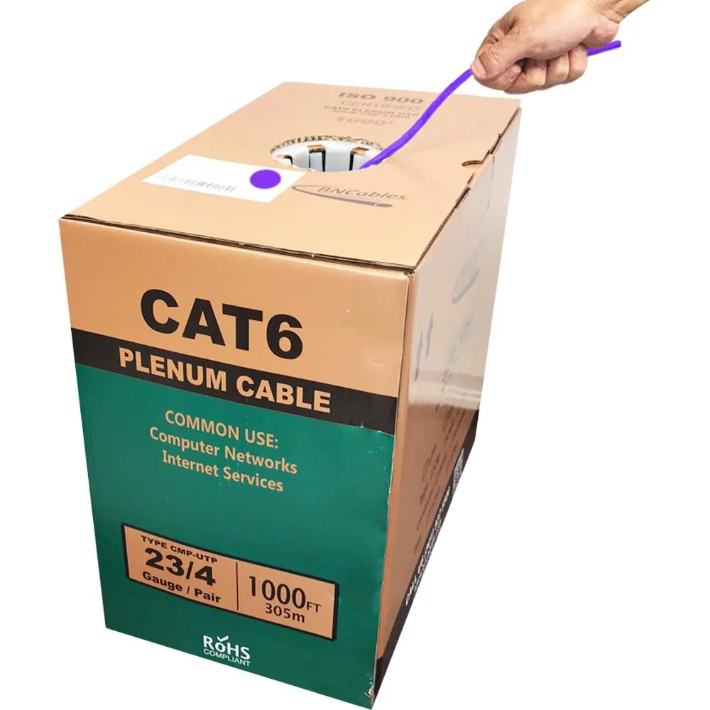 BNCables BNCables CAT6 Plenum CMP 1000 ft 23AWG 550MHz UTP Purple — product photo