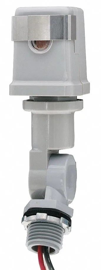 Gray cylindrical photocontrol with swivel stem and lock nut