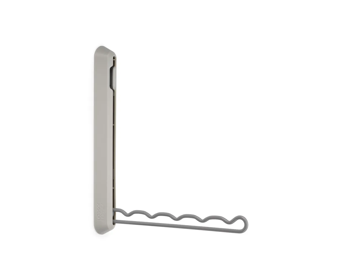 Wall-mounted foldaway drying rack, silver metal, 10 inches wide