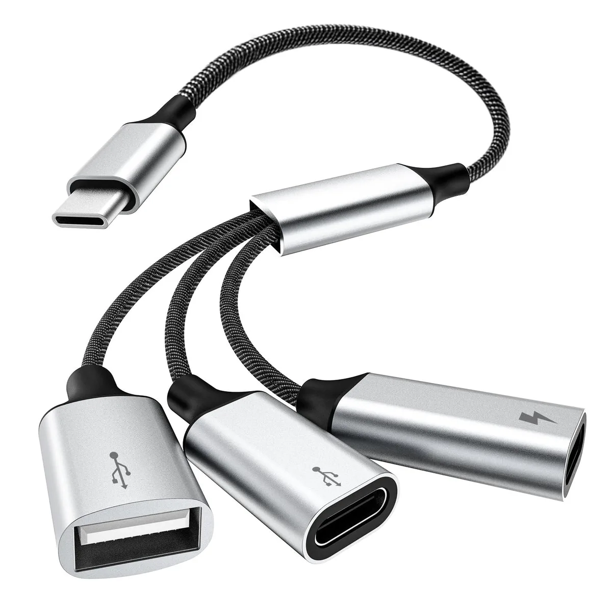  TiMOVO USB C Splitter Adapter Y Cable Silver 60W PD — product photo