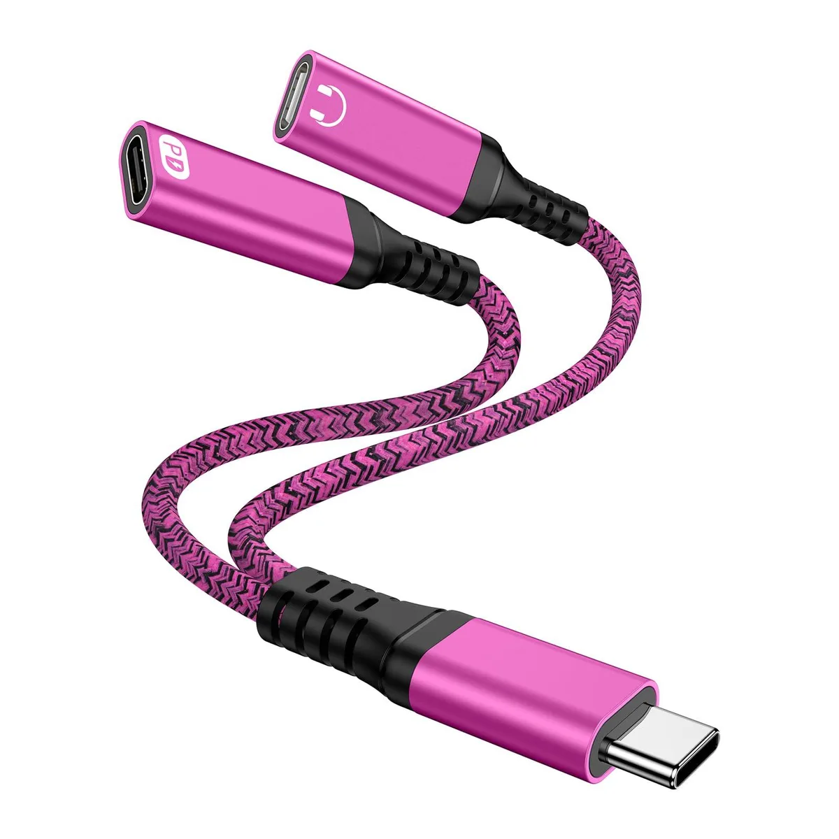  Cebkit USB-C Splitter 1 in 2 Out PD 60W Rose Red — product photo