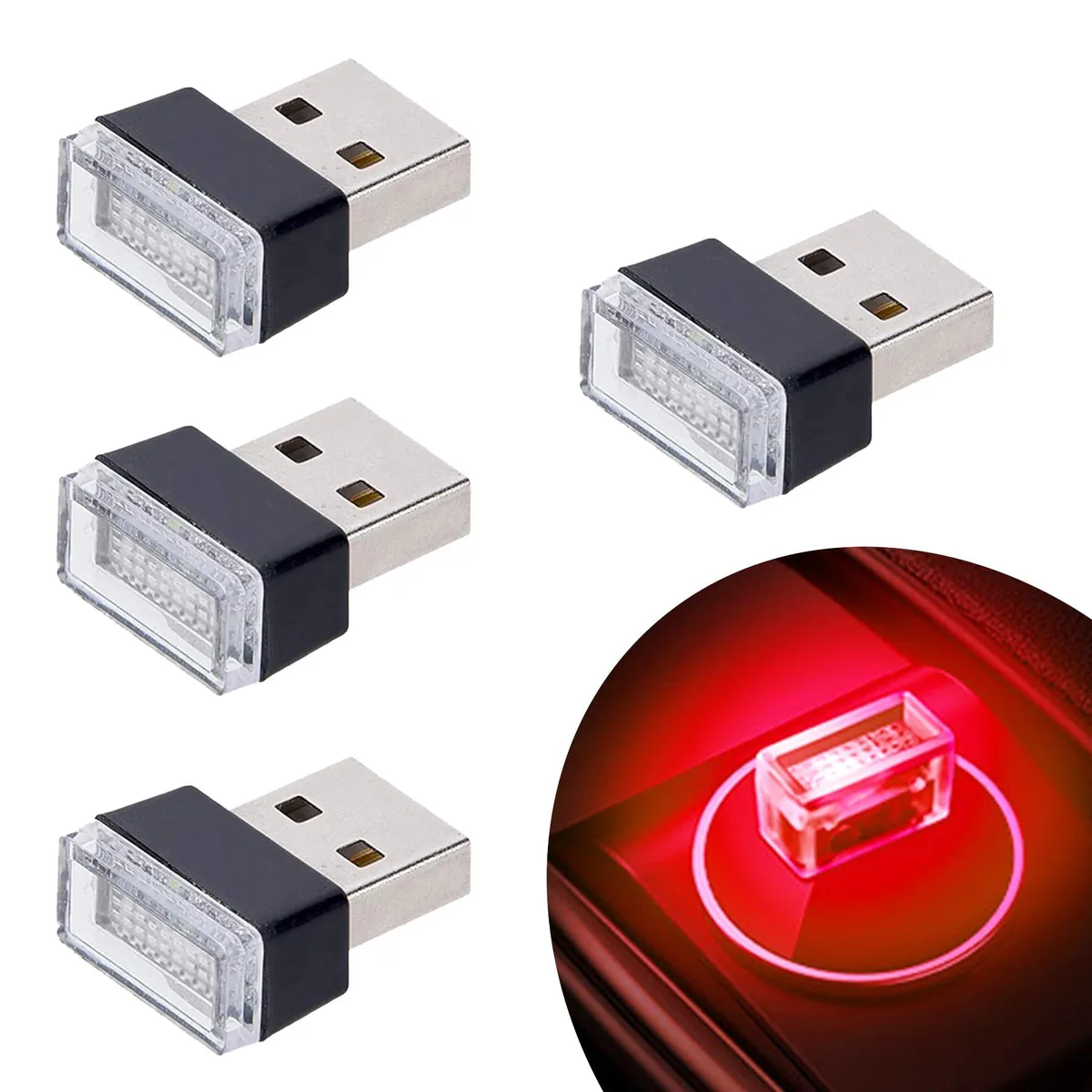  Hedou 4Pcs Red USB Car Interior Atmosphere Lamps automotive specialty lighting — product photo