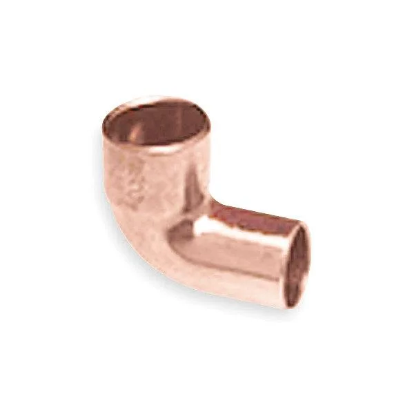 Copper 90-degree elbow fitting with smooth finish