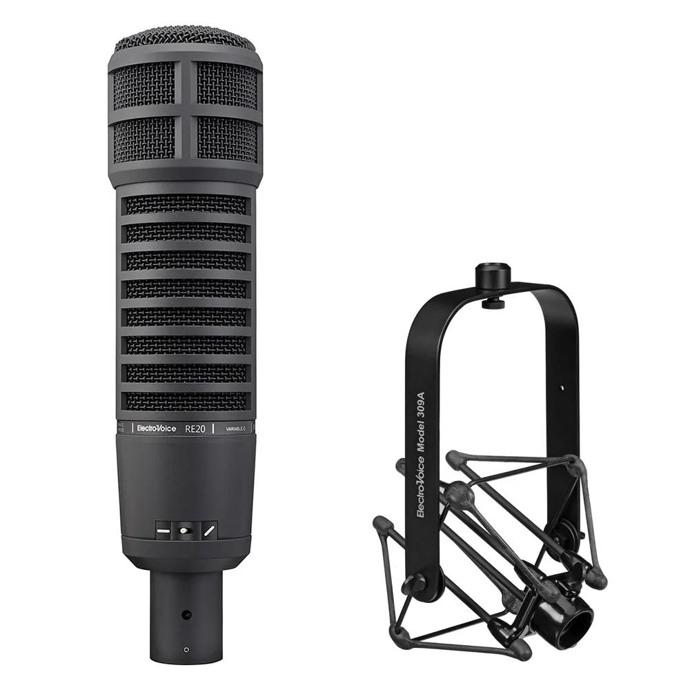 Electro-Voice Electro-Voice RE20 Broadcast Microphone (Black) Bundle with 309A Shockmount — product photo