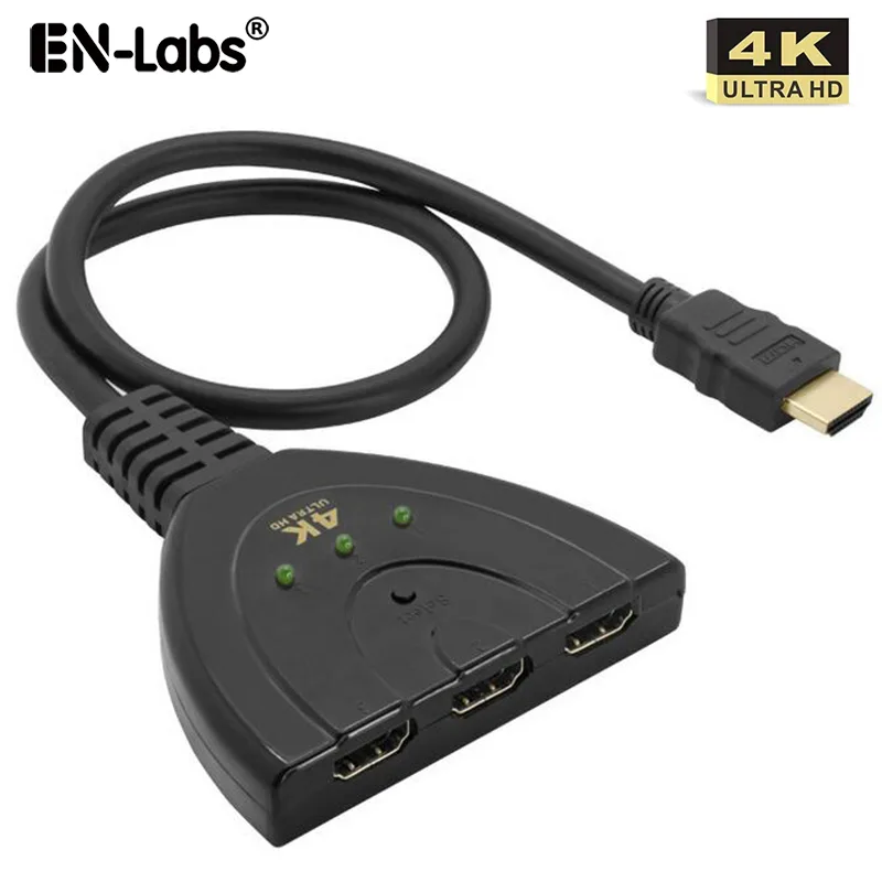 EN-Labs EN-Labs HD4K1X3SWPT 3x1 HDMI Switch 4K@30Hz 1.64ft pigtail — product photo