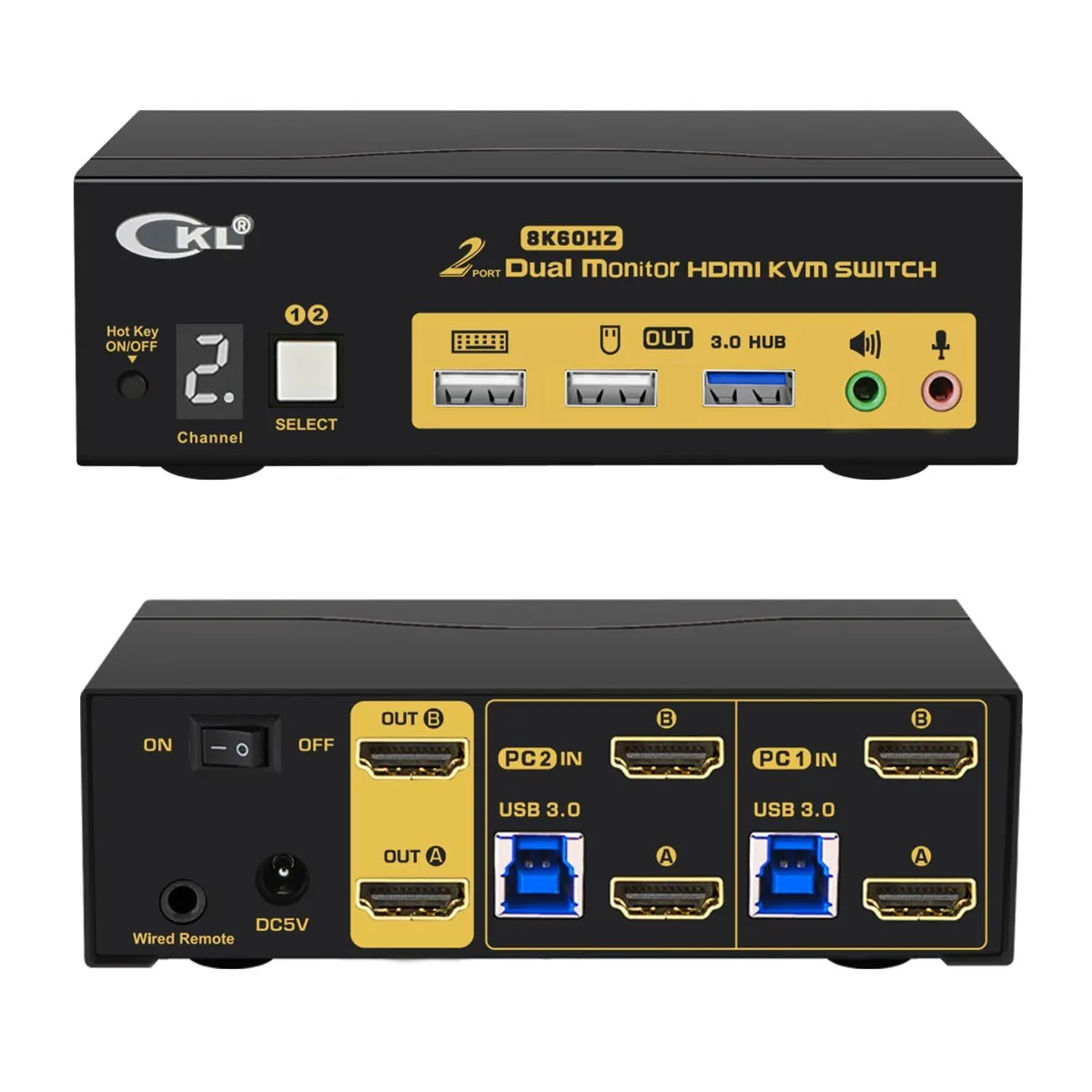 Vszerda Vszerda 922HUA-5 2-Port 2-Monitor KVM Switch HDMI 2.1 8K 60Hz — product photo
