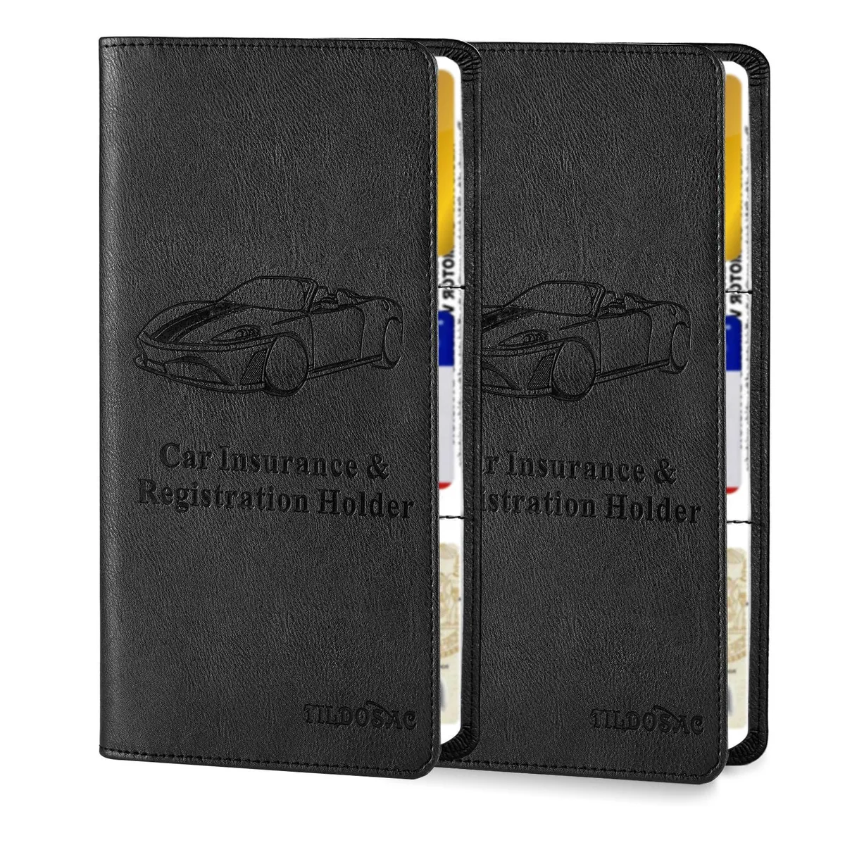  Viator Gear 2-Pack Leather Car Document Holder with Magnetic Shut Black — product photo