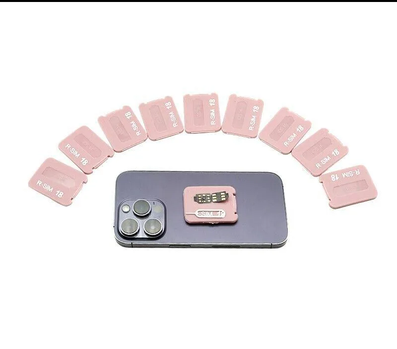 The Perfect Part The Perfect Part R-SIM18+ Nano Unlock Card iPhone 14 13 12 11 Pro Max XR iOS 16 Pink Case Black RSIM — product photo