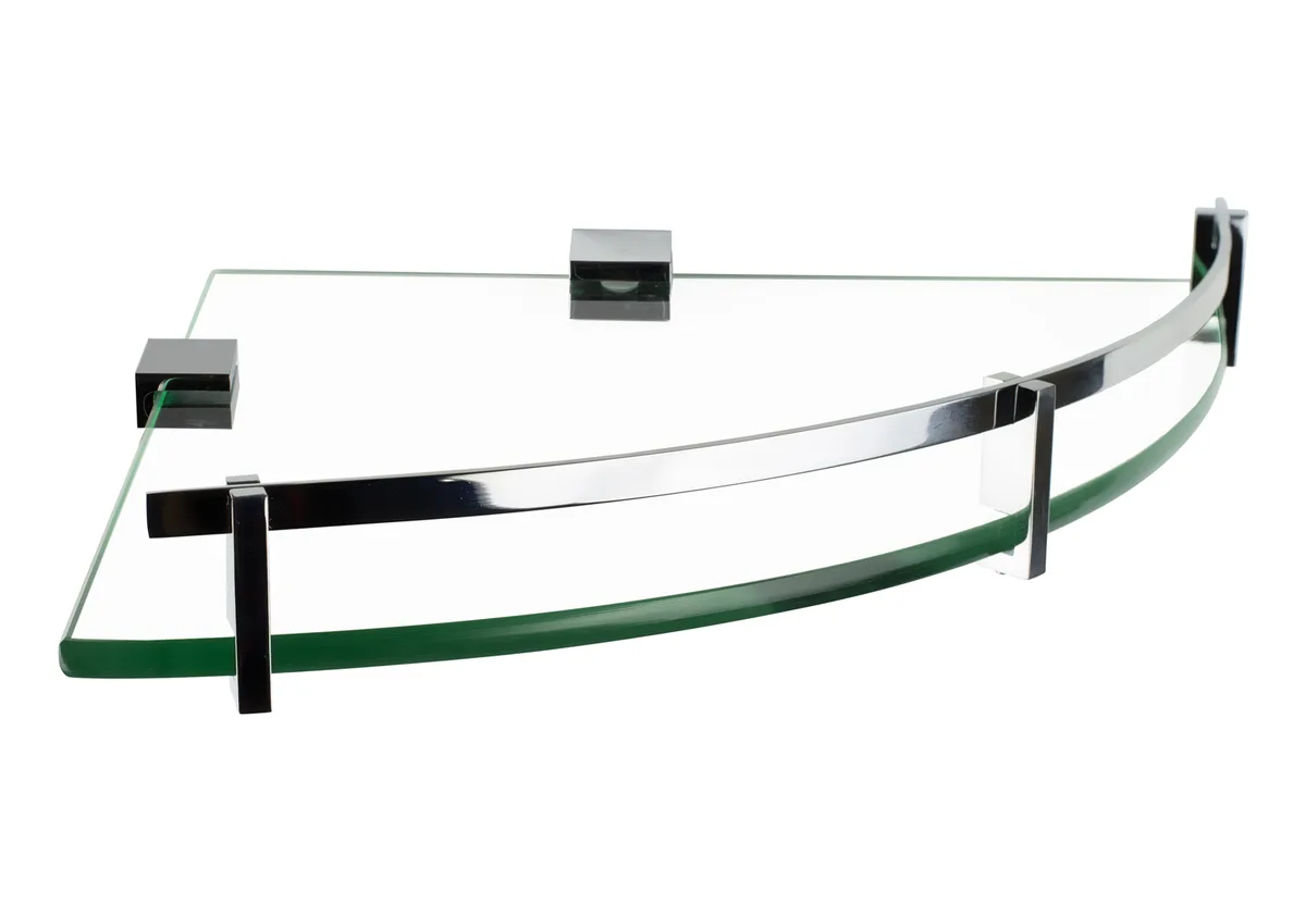 Mount-It Mount-It Corner Glass Shelf Chrome Rail 9.8" Radius 22 lbs — product photo