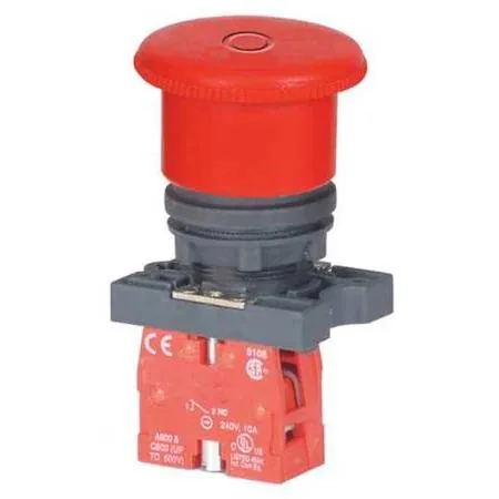 Red 22 mm emergency stop push button with 40 mm mushroom head