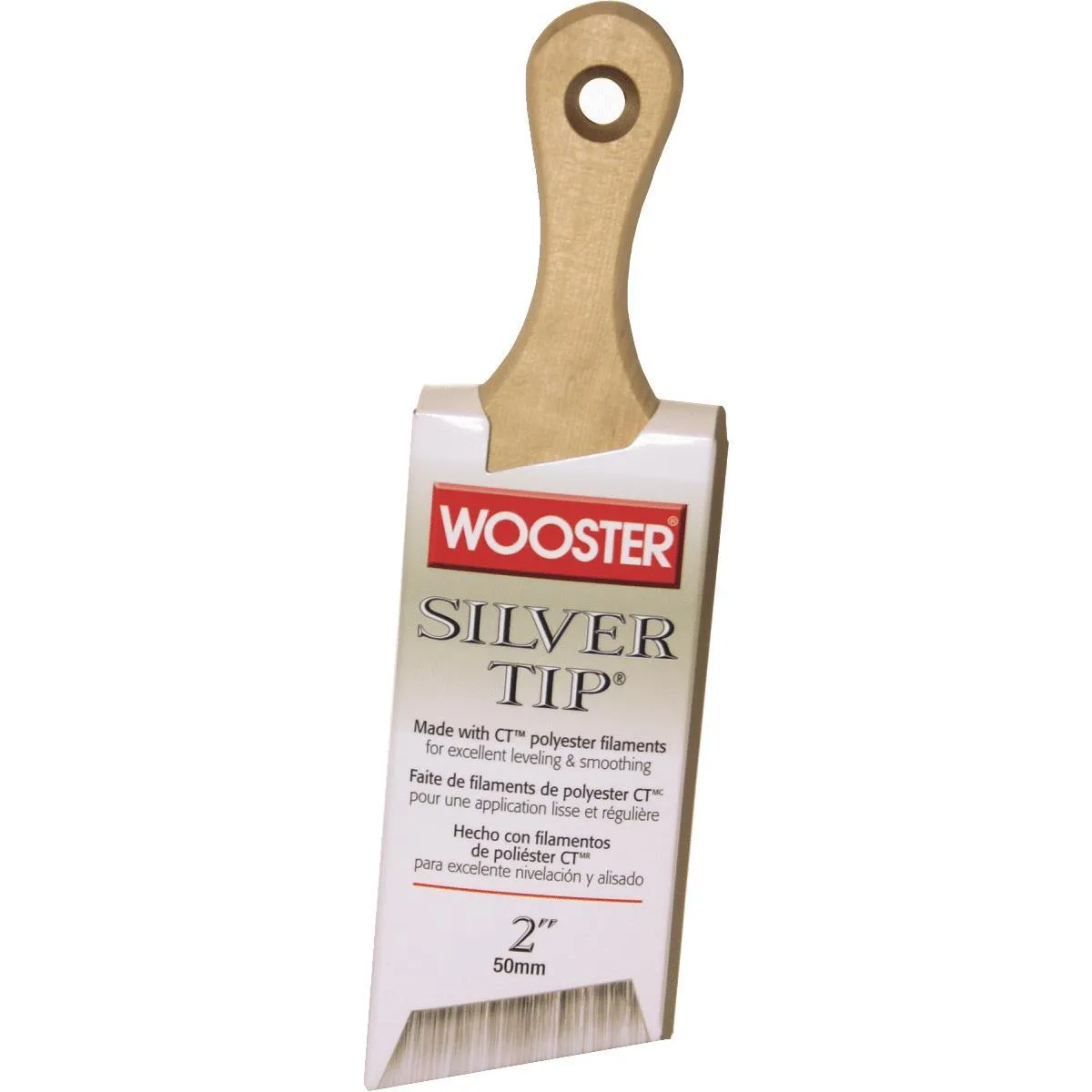 Wooster Brush Company Wooster Brush Company 5225-2 2" Short Angle Sash Soft Silver CT Polyester Paint Brush — product photo