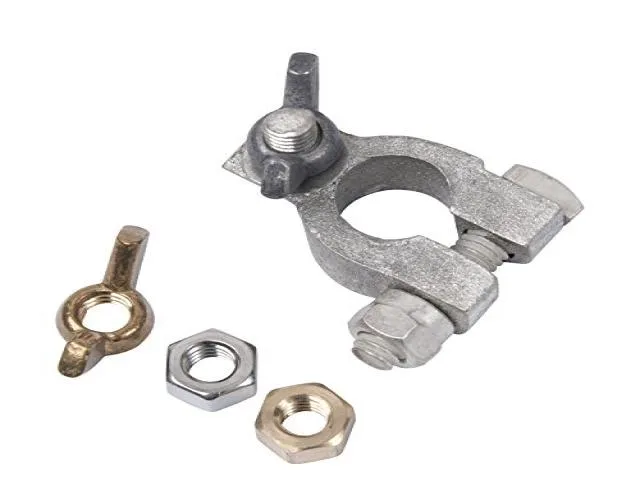 Tinned brass battery terminal with 5/16 inch stud negative post
