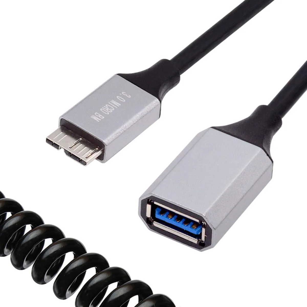 Fervit Fervit Micro-USB 3.0 Male to USB 3.0-A Female OTG Coiled Cable 100cm — product photo