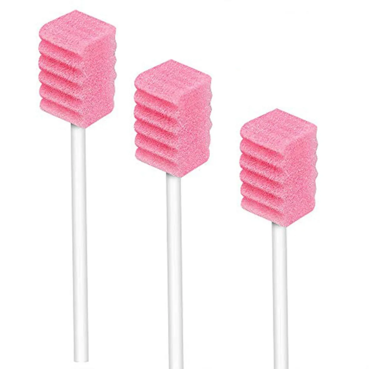 Box of 100 blue foam-tipped oral swabs with paper shafts