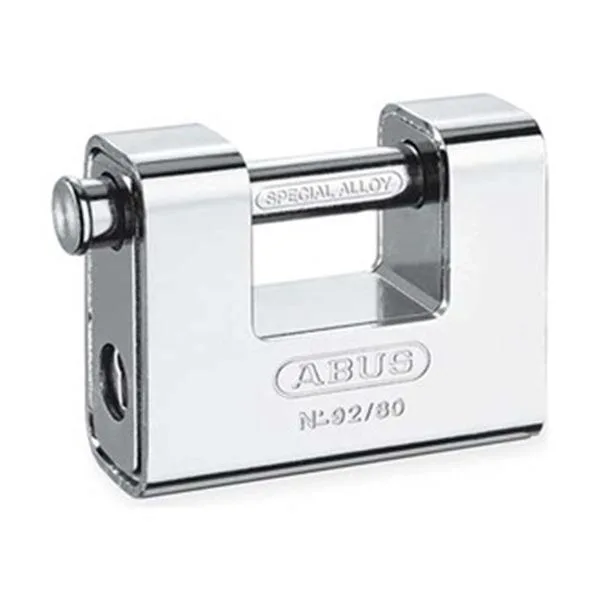Brass monoblock padlock with steel jacket and U-shaped shackle