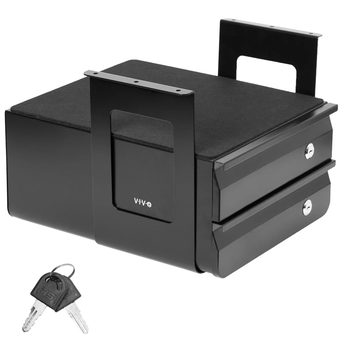 VIVO VIVO Black Under Desk Lockable Double Drawer Unit — product photo