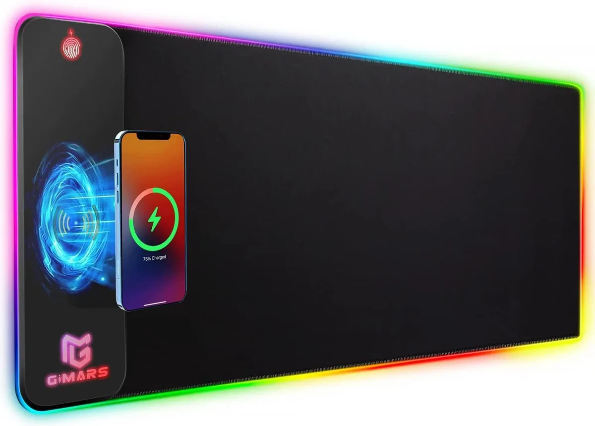 Mickey Technology Mickey Technology RGB Mouse Pad Wireless Charging 10W 10 LED Modes Large Black — product photo