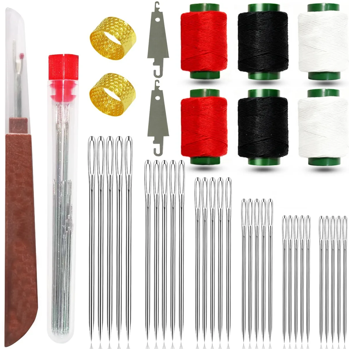 Oryvythra 42PCS Big Eye Steel Sewing Needles Kit Red — product photo