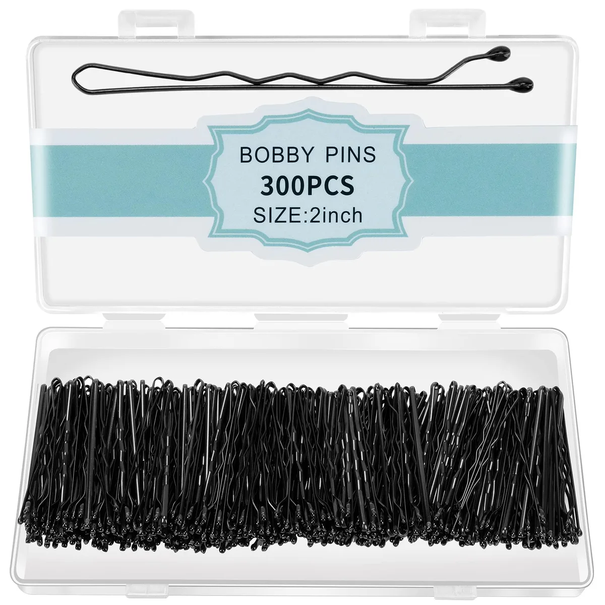  EWAGOA 300 Bobby Pins Black 2 Inch Wave Storage Box — product photo