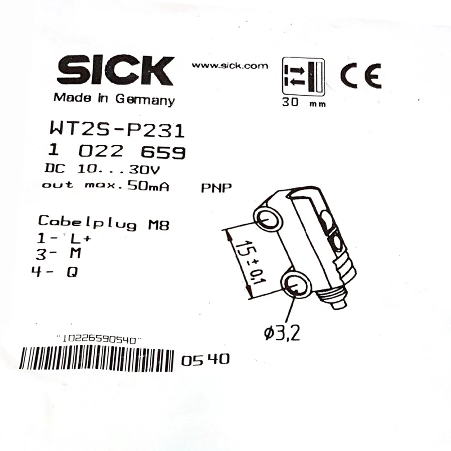 Sick Sick WT2S-P231 Photoelectric Proximity Sensor PNP — product photo