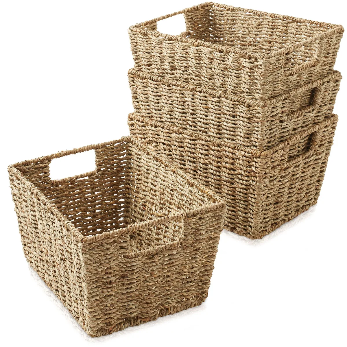 Casafield Casafield STO-S5294-NAT 4-Pack Seagrass Baskets 12in Closet Organization — product photo