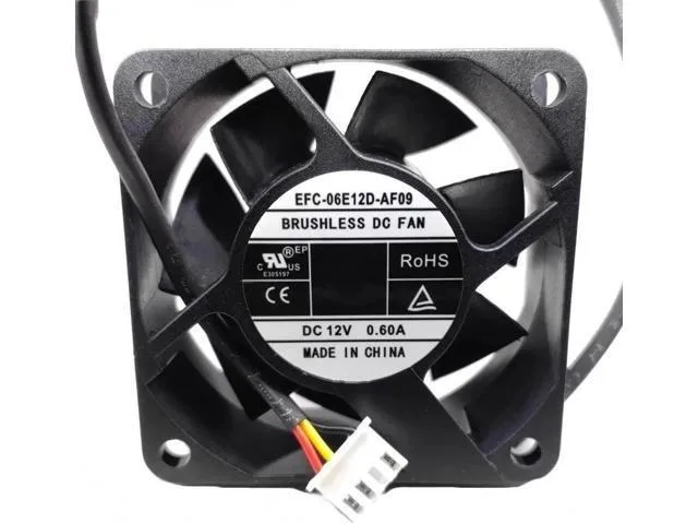 Black square 6025 chassis cooling fan with three wires
