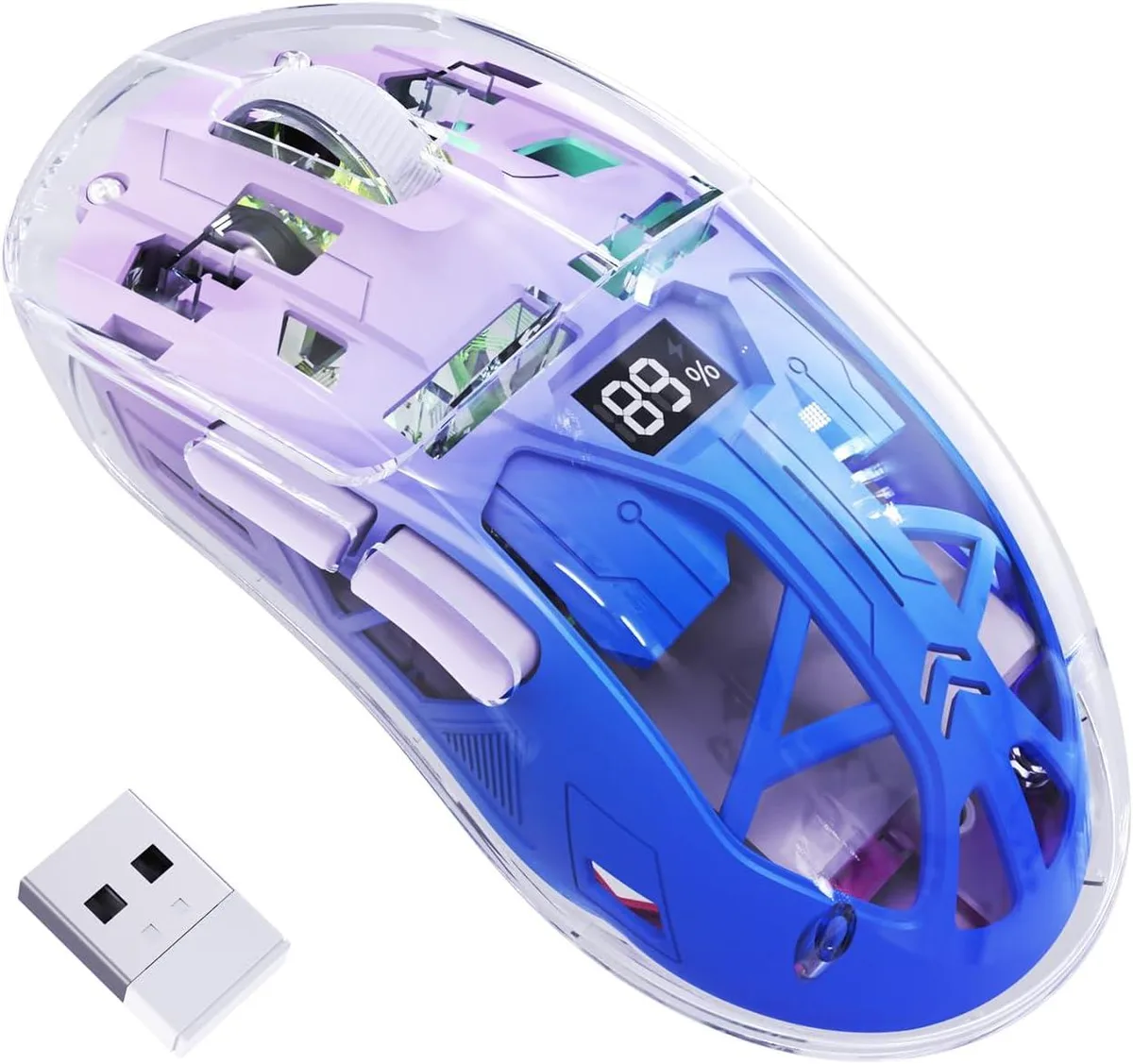 IHDAPP IHDAPP Transparent Wireless Gaming Mouse Purple 4000 DPI 6 Buttons — product photo