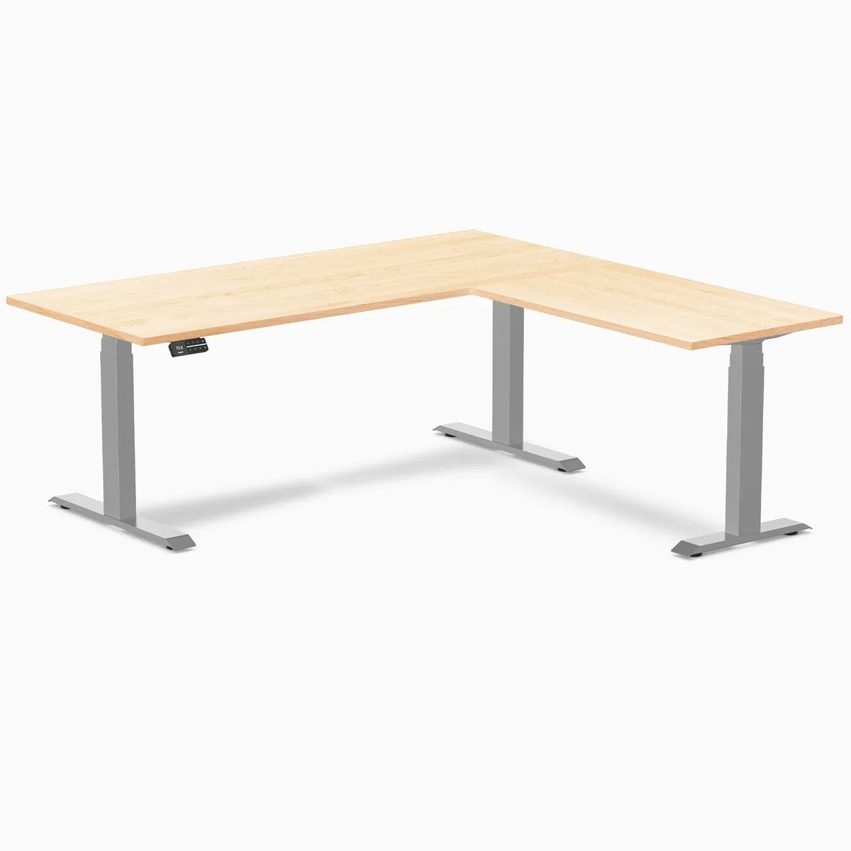 Desky Desky Hardwood L-Shape Sit Stand Desk Maple 72x30x70x24 in Gray — product photo