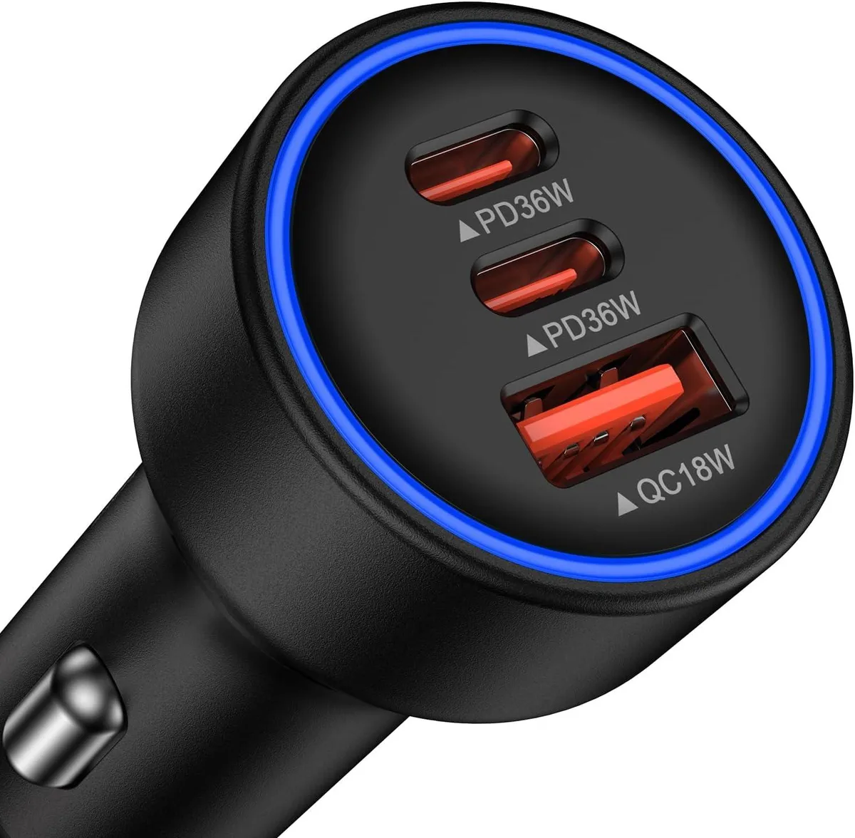Hamzan Hamzan Multi 3 Ports Fast Car Charger 12V USB C USB A 72W — product photo